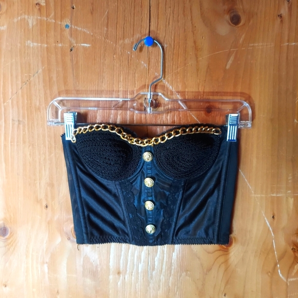 Kimberly Bloom Vintage Black Embellished Bustier Top - Picture 1 of 12